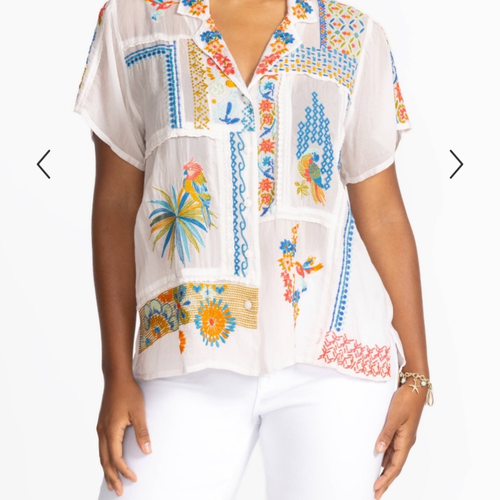 Johnny Was Multicolor Patchwork Blouse - image 1